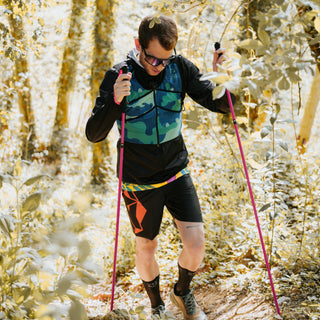 Bastones de carbono plegables ultraligeros para Trail Running y Trecking - Rosa