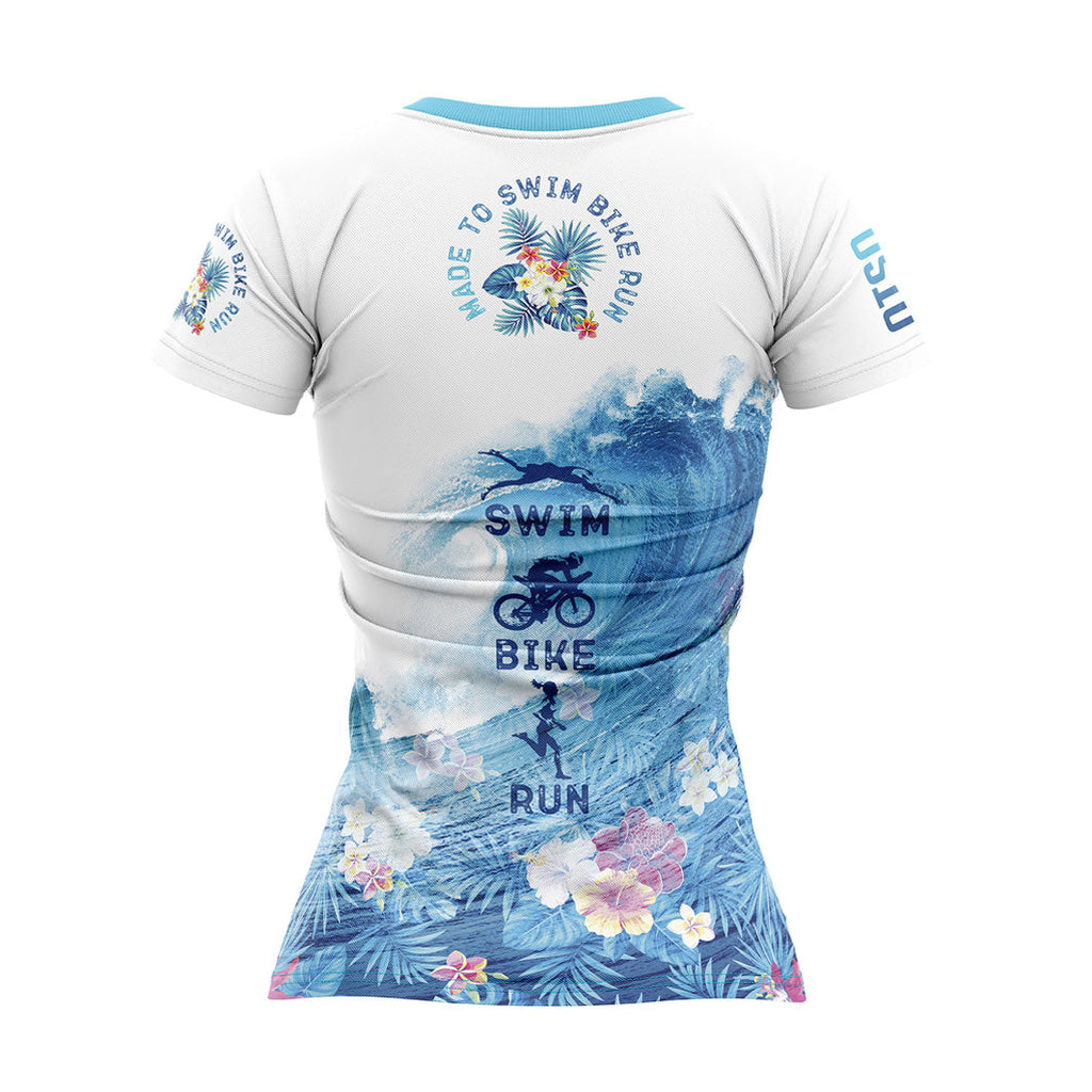 Camiseta manga corta mujer - Swim Bike Run Wave