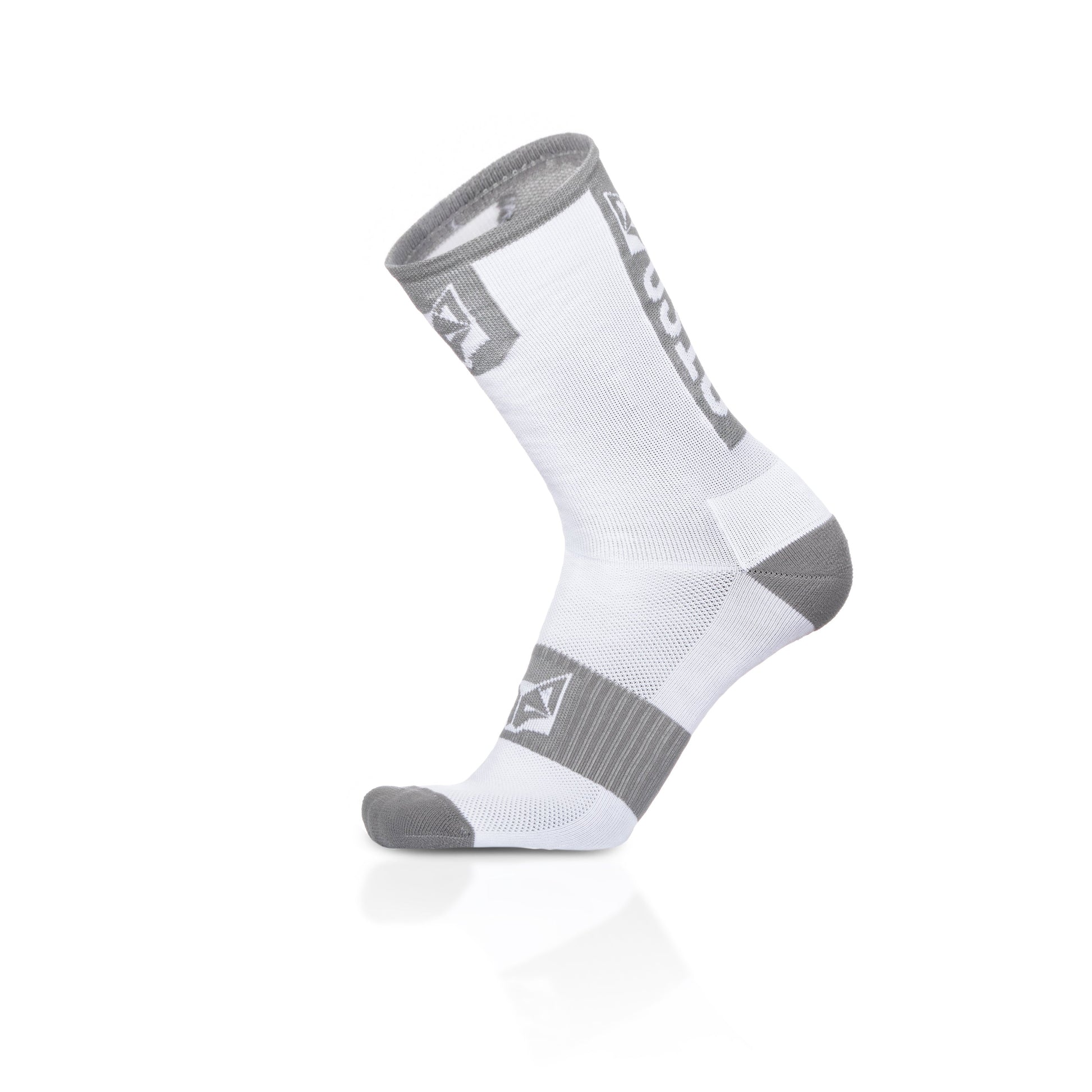 Calcetines de Ciclismo High Cut - Pure White & Silver Grey