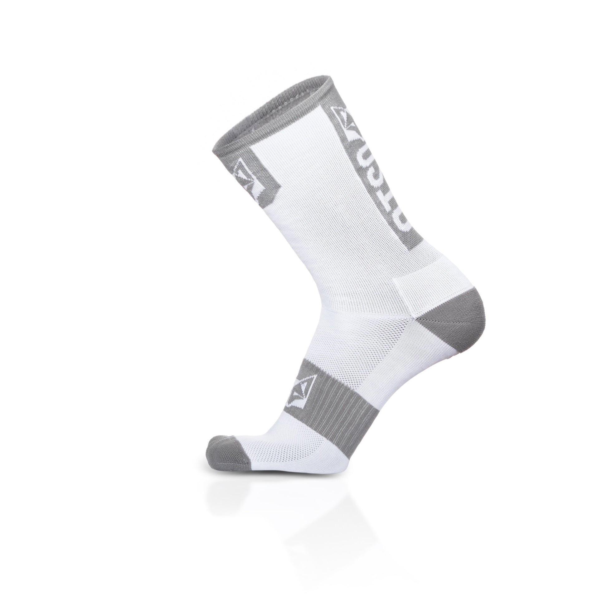 Calcetines de Ciclismo High Cut - Pure White & Silver Grey