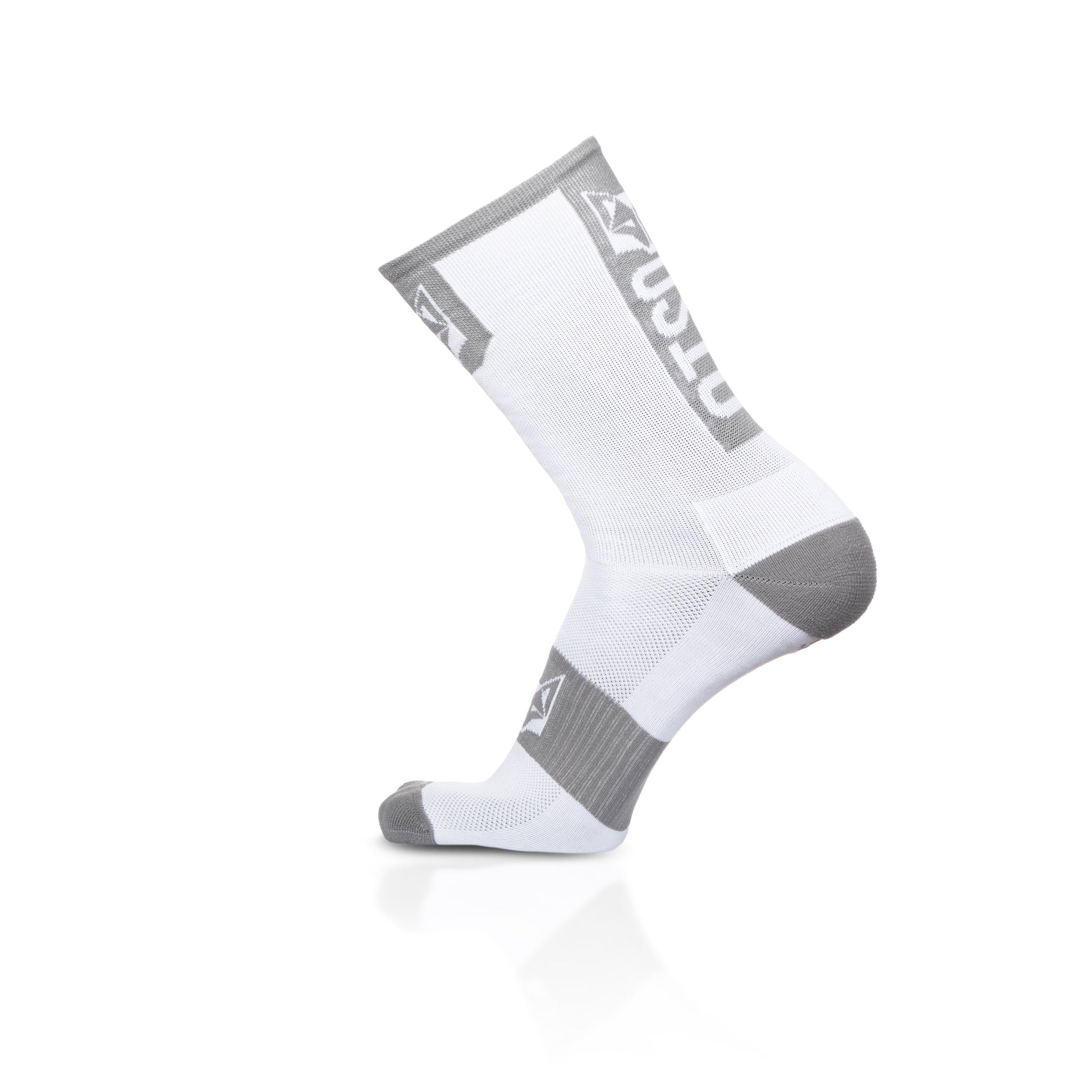 Calcetines de Ciclismo High Cut - Pure White & Silver Grey